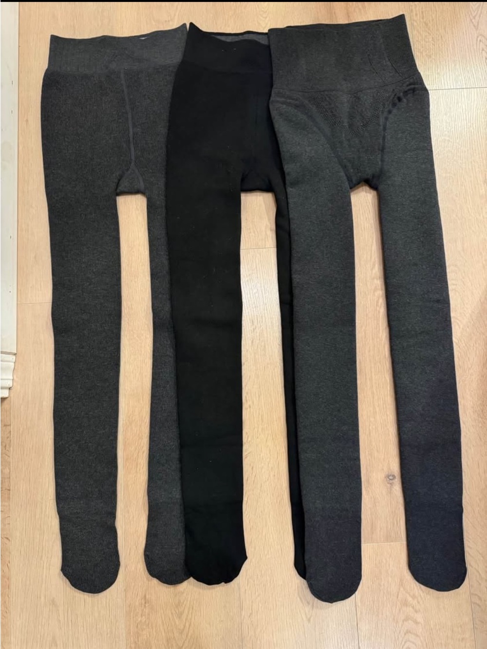 Women Cozy Tights - Black and Dark Gray combo